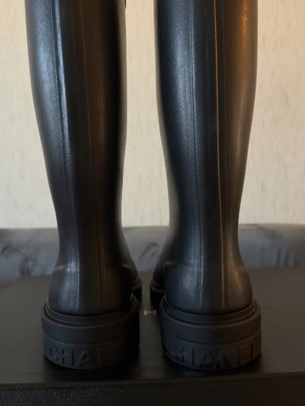 Chanel rain boots 41 black